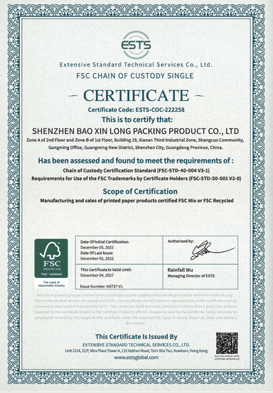FSC Chain of Custody certificate